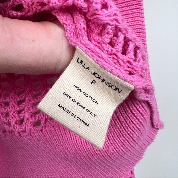 Ulla Johnson Delaney Pink Knit Puff Sleeve Top - Picture 7 of 9